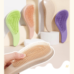 purple eco friendly wheat straw hair care set massage brush, detangling comb, and v shaped comb for all hair types