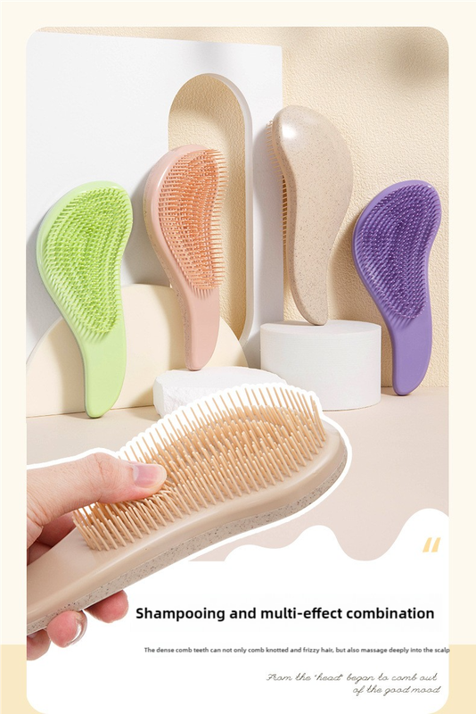 pink eco friendly wheat straw hair care set massage brush, detangling comb, and v shaped comb for all hair types