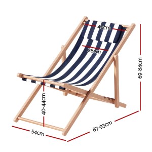 gardeon outdoor deck chair wooden sun lounge folding beach patio furniture blue