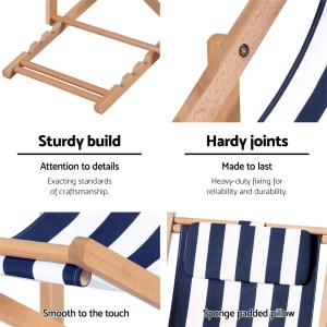 gardeon outdoor deck chair wooden sun lounge folding beach patio furniture blue