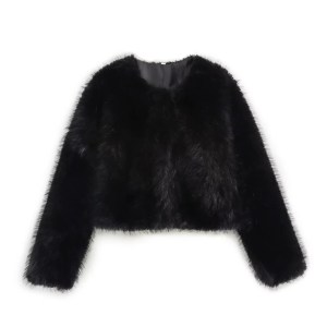 Zach Ailsa Women's Winter New Collection Solid Color Premium Texture Solid Color Round Neck Long Sleeve Fury Coat Fury Jacket 2