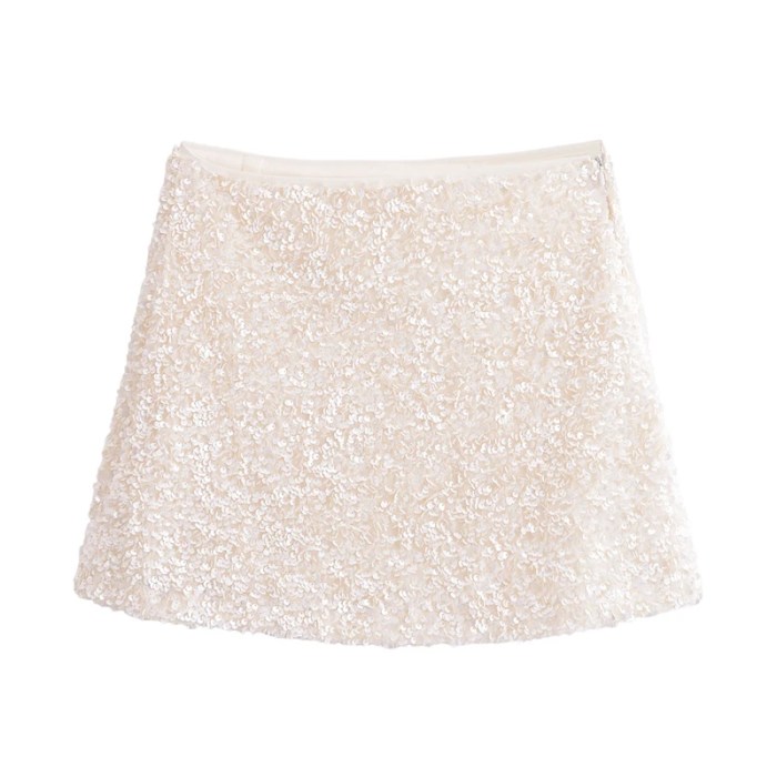 keyanketian 2025 spring new women's sequined decoration mini skirt elegant fashion side zipper high waist shiny a line skirt KEYANKETIAN 2025 Spring New Women's Sequined Decoration Mini Skirt Elegant Fashion Side Zipper High Waist Shiny A Line Skirt