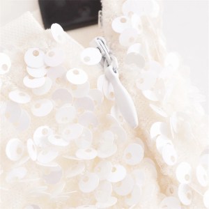 KEYANKETIAN 2025 Spring New Women's Sequined Decoration Mini Skirt Elegant Fashion Side Zipper High Waist Shiny A Line Skirt 1