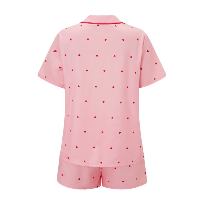 women's pink heart loungewear shortsleeve sleepwear set Women's Pink Heart Loungewear Shortsleeve Sleepwear Set 2