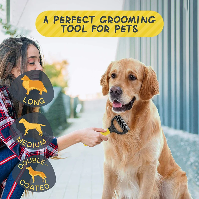Double Sides Widened Pet Hair Remover Combs for Dogs, Hair Knot Tool, Grooming and Care Accessories 2