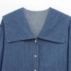 Zach Women's Lapel Long Sleeve Button-Up Denim Shirt 3