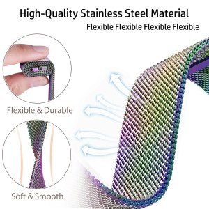 Leopard Print Apple Watch Band - Metal Mesh Strap for 40mm-49mm, Series 10/9/8/7/6/SE/Ultra 2 3