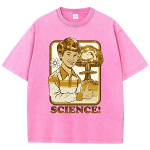 Science Print Women's Washed T-Shirt – Soft, Breathable Cotton Tee for Summer Street Fashion 3