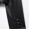 women's black leather look blazer – street style, o neck, double breasted leather jacket coat top Women's Black Leather-Look Blazer – Street Style, O-Neck, Double Breasted Leather Jacket Coat Top 5