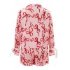 women's satin bow pajama set – long sleeve lapel button up top & shorts, 2 piece sleepwear set for cozy nights Women's Satin Bow Pajama Set – Long Sleeve Lapel Button-Up Top & Shorts, 2-Piece Sleepwear Set for Cozy Nights 3