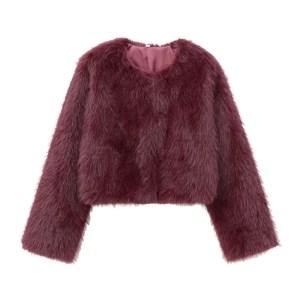 Zach Ailsa Women's Winter New Collection Solid Color Premium Texture Solid Color Round Neck Long Sleeve Fury Coat Fury Jacket 4