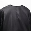 women's black leather look blazer – street style, o neck, double breasted leather jacket coat top Women's Black Leather-Look Blazer – Street Style, O-Neck, Double Breasted Leather Jacket Coat Top 3