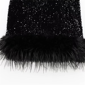 zach women's sequined feather embellished sleeveless mini dress Zach Women's Sequined Feather Embellished Sleeveless Mini Dress 4