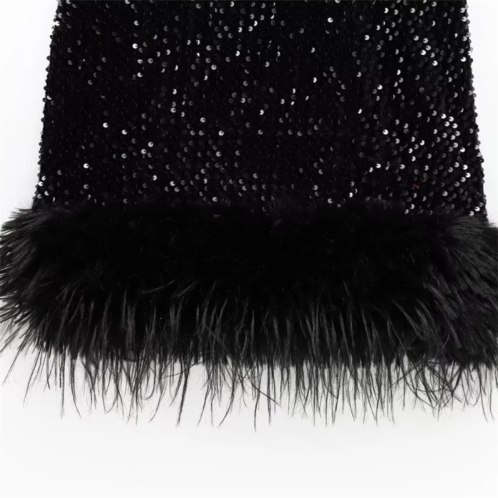 Zach Women's Sequined Feather Embellished Sleeveless Mini Dress 4