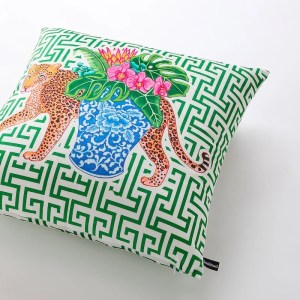 Leopard & Green Geometric Velvet Pillow Cover – Luxury Decorative Cushion for Sofa 3