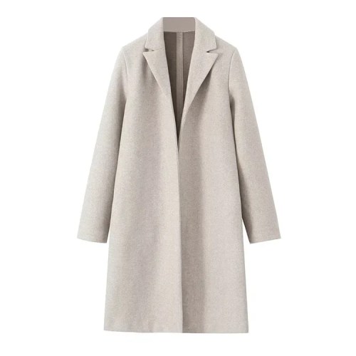 Women's Fashion Open Stitch Long Trench Coat – Vintage V-Neck, Full Sleeves