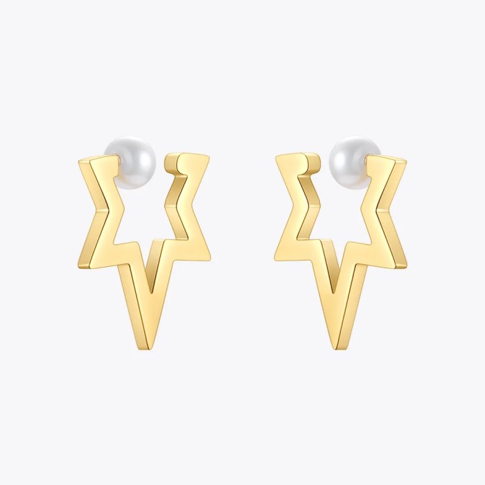 ENFASHION Pearl Star Ear Cuff Gold Color Earrings For Women Stainless Steel Fake Piercing Earings 2021 Fashion Jewelry E211329 5