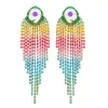 rainbow shiny rhinestone tassel chain earrings – sparkling charm design Rainbow Shiny Rhinestone Tassel Chain Earrings – Sparkling Charm Design