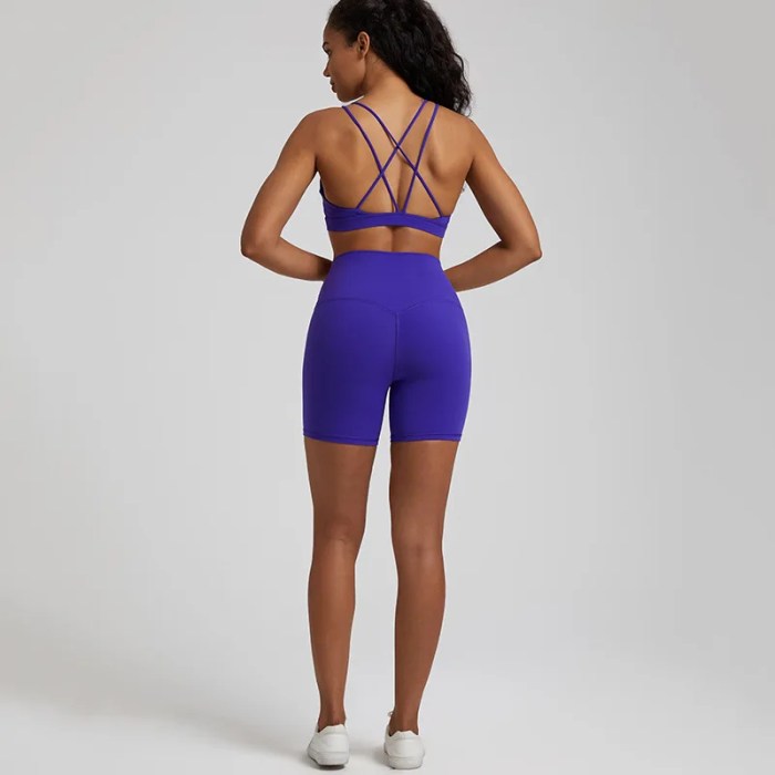high waist shorts cross fitness bra 2pc short legging yoga set High Waist Shorts Cross Fitness Bra 2pc Short Legging Yoga Set 2
