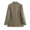 ASDS Women Fashion Double Breasted Plaid Blazer Coat Vintage Long Sleeve Flap Pockets Female Outerwear Chic Vestes Femme 2