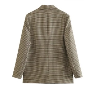 asds women fashion double breasted plaid blazer coat vintage long sleeve flap pockets female outerwear chic vestes femme ASDS Women Fashion Double Breasted Plaid Blazer Coat Vintage Long Sleeve Flap Pockets Female Outerwear Chic Vestes Femme 2