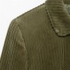 olive green women's short corduroy jacket – retro turn down collar, single breasted, slim fit army blazer Olive Green Women's Short Corduroy Jacket – Retro Turn-Down Collar, Single Breasted, Slim Fit Army Blazer 2