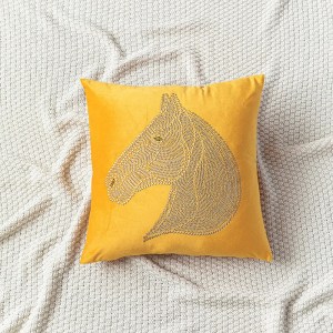 Beaded Horse Head Velvet Cushion Cover - 45x45cm Decorative Throw Pillow Case with Tassels for Sofa & Home Decor 6