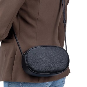 Genuine Leather Phone Shoulder Bag Cowhide Handbag Crossbody Clutch Lipstick Pouch Large-Capacity Simple Oval Bag For Women. 2