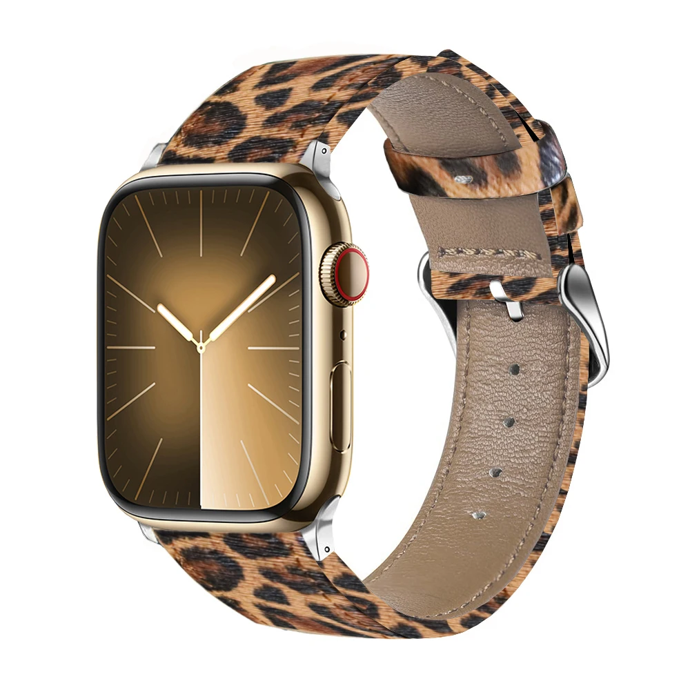 Leopard Leather Strap for Apple Watch 38mm-49mm, Series 9/8/7/6/5/4/SE/Ultra 2