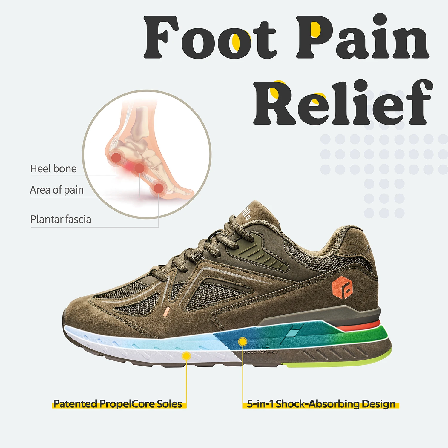 FitVille Men's Walking Shoes – Extra Wide, Lightweight Sneakers with Arch Support 5