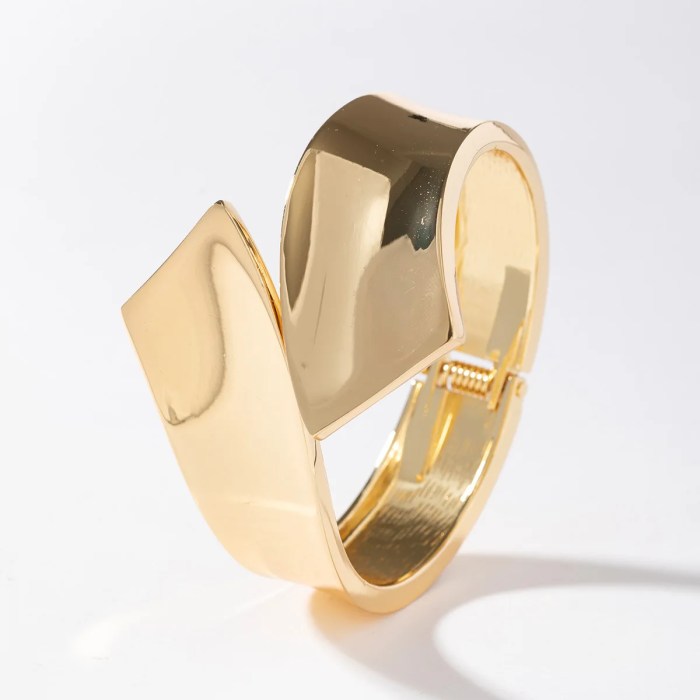 diazi wide cuff bangle – punk gold/silver metal bracelet for men & women DIAZI Wide Cuff Bangle – Punk Gold/Silver Metal Bracelet for Men & Women