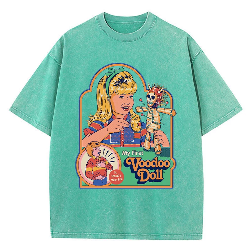 Voodoo Print Distressed Washed T-Shirt – Breathable Summer Tee for Casual Street Fashion 6