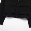 Women's Black Bright Line Loose Cropped Jacket – Safari Style, Single Breasted Blazer with Flap Pockets 5