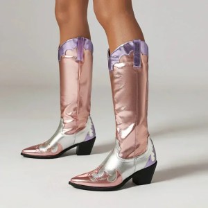 fashion pointed toe western cowgirl boots with high thick heels Fashion Pointed Toe Western Cowgirl Boots with High Thick Heels 3