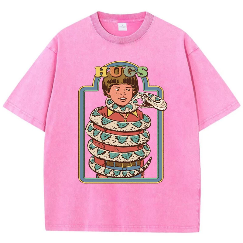 Entangled by Snakes Print Women's T-Shirt – Hip Hop Style, Breathable Washed Casual Tee for Streetwear & Summer Fashion 3