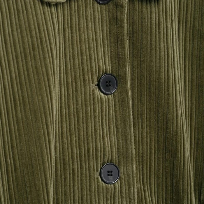 olive green women's short corduroy jacket – retro turn down collar, single breasted, slim fit army blazer Olive Green Women's Short Corduroy Jacket – Retro Turn-Down Collar, Single Breasted, Slim Fit Army Blazer 5