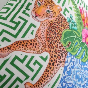 Leopard & Green Geometric Velvet Pillow Cover – Luxury Decorative Cushion for Sofa 2