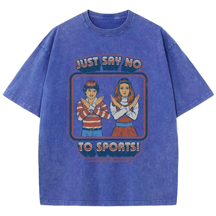 just say no to sports washed t shirt – loose, distressed casual tee Just Say No to Sports Washed T-Shirt – Loose, Distressed Casual Tee