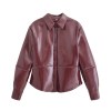 womens glossy faux leather jacket street style single breasted patchwork slim cropped shirt coat Womens Glossy Faux leather Jacket Street style Single Breasted Patchwork Slim Cropped Shirt Coat