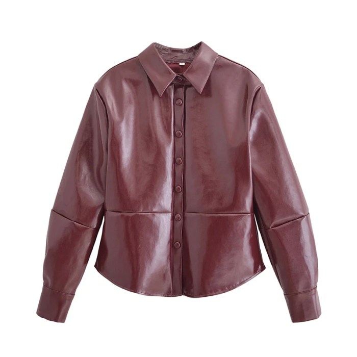 womens glossy faux leather jacket street style single breasted patchwork slim cropped shirt coat Womens Glossy Faux leather Jacket Street style Single Breasted Patchwork Slim Cropped Shirt Coat