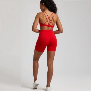 high waist shorts cross fitness bra 2pc short legging yoga set High Waist Shorts Cross Fitness Bra 2pc Short Legging Yoga Set 6
