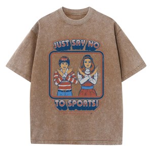 Just Say No to Sports Washed T-Shirt – Loose, Distressed Casual Tee 6