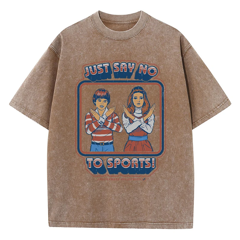 Just Say No to Sports Washed T-Shirt – Loose, Distressed Casual Tee 6