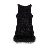 Zach Women's Sequined Feather Embellished Sleeveless Mini Dress 2