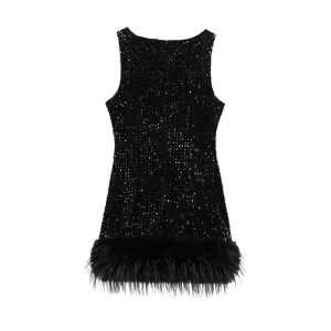 zach women's sequined feather embellished sleeveless mini dress Zach Women's Sequined Feather Embellished Sleeveless Mini Dress 2