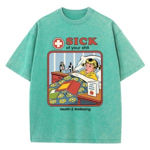 sick of you print women's washed t shirt – breathable cotton short sleeve tee for summer street fashion Sick of You Print Women's Washed T-Shirt – Breathable Cotton Short Sleeve Tee for Summer Street Fashion 5