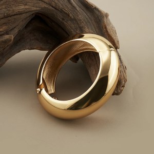 En FASH Wide Curved Elastic Bangle – 18K Gold Plated Statement Bracelet for Women 5