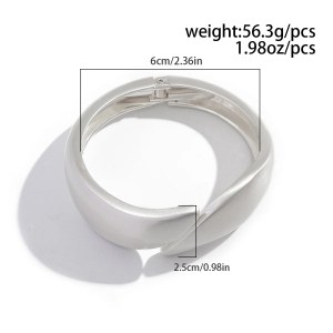 DIAZI Matte Silver Wide Cuff Bangle – Vintage Punk Geometric Bracelet for Men & Women 4