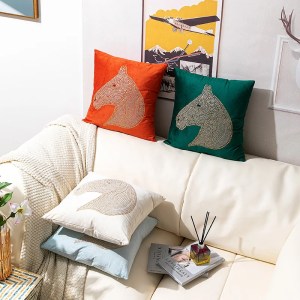 Beaded Horse Head Velvet Cushion Cover - 45x45cm Decorative Throw Pillow Case with Tassels for Sofa & Home Decor 5