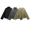 Women's Zipper Warm Jacket – Autumn & Winter Long Sleeve, Round Neck, Padded Coat